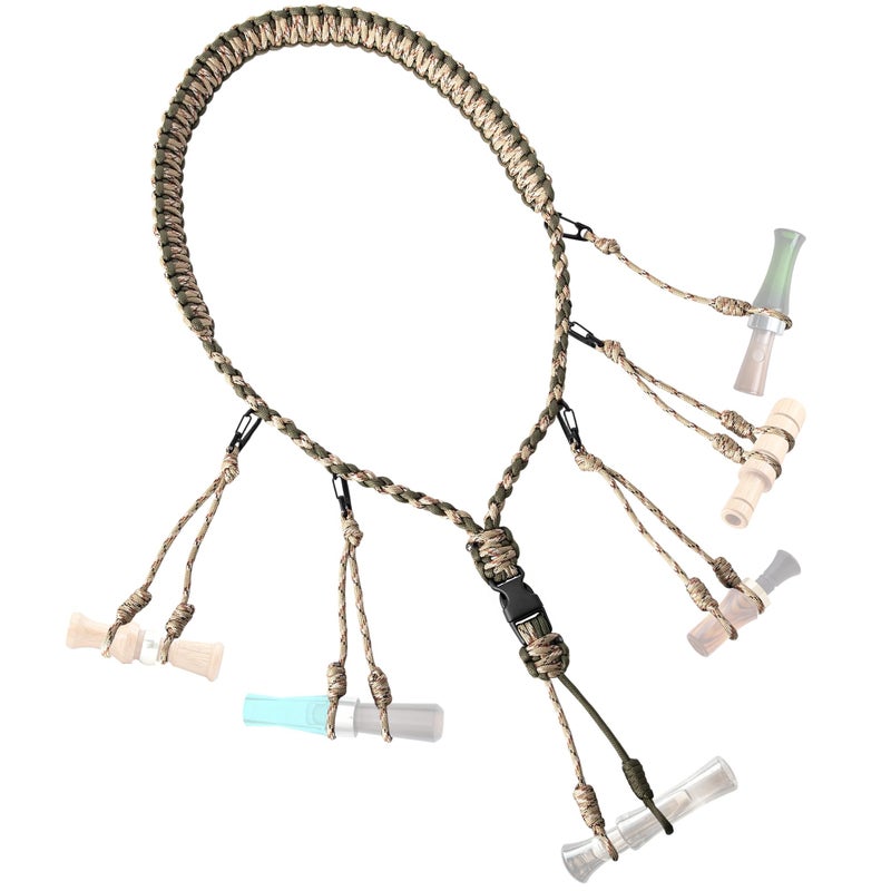 GLORYFIRE Duck Call Lanyard with Removable Drops Secures 5 Call Premium Military Grade Real Nylon Game Call Lanyard Hand Braided Camo 550LB Paracord Goose Calls for Hunting Predator Ducks Dog Whistle - Image 1